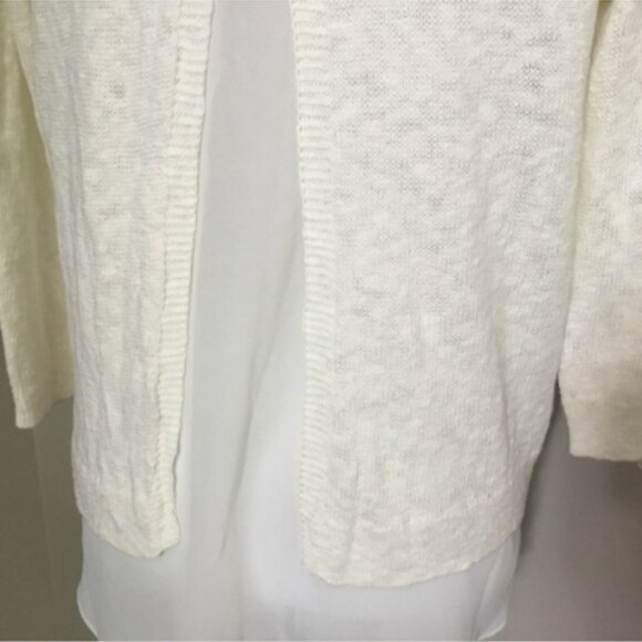 NWT LUCKY BRAND Cream Lace Chiffon Linen Mixed Media Sweater 1X - Picture 7 of 9